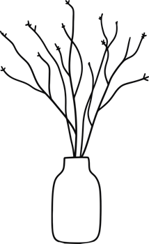 Minimalist Line Art of Tall Vase with Bare Branches Elegant and Modern Art Decor Piece png