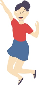 Girl Jumping Illustration with Skirt vector