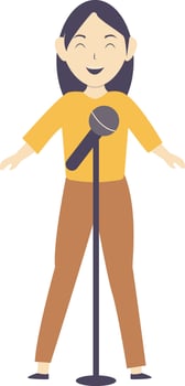 Girl Singer Profession in Casual Clothes vector