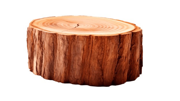 Isolated wooden log slice with natural texture and circular pattern png