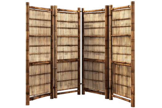 Decorative bamboo privacy screen designed for indoor or outdoor use, showcasing craftsmanship and natural materials png