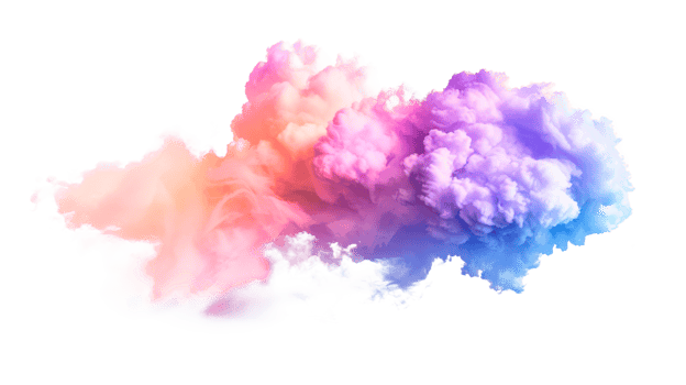 Colorful smoke cloud with shades of pink blue and purple png