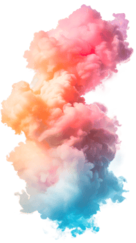 Colorful abstract smoke cloud with pink and blue hues on transparent background png