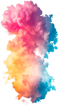 Colorful smoke cloud in pink and blue hues on a transparent background png