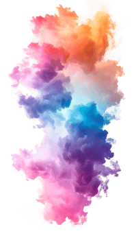 Colorful abstract cloud smoke design on a transparent background. png