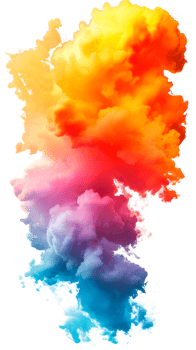Colorful smoke cloud in vibrant hues of orange pink and blue. png
