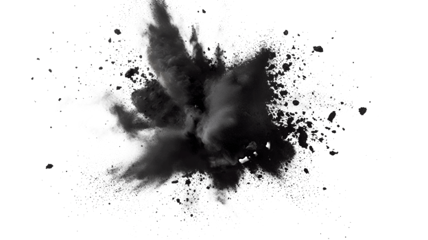 Black smoke cloud explosion on a transparent background for creative design png