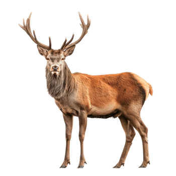 A majestic stag standing gracefully in a natural pose. png