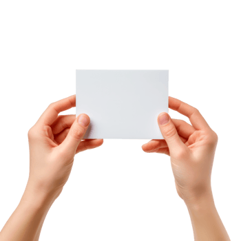 Hands holding a blank card for mockup or advertising purposes png