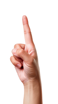 Hand pointing upwards with index finger raised in a gesture. png