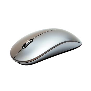 A sleek silver computer mouse designed for modern technology use. png