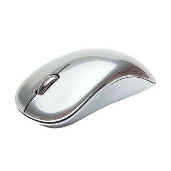 A sleek silver computer mouse on a transparent background png
