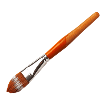 A vibrant orange paintbrush with a wooden handle and fine bristles. png