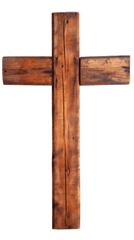 Wooden cross symbol representing Christianity and spirituality on transparent background png