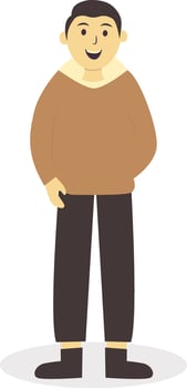 Man Walking Character in Autumn with Brown Coat vector