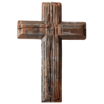 Wooden cross on transparent background symbolizing faith and spirituality png