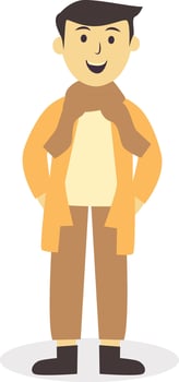 Woman Walking Character in Autumn with Yellow Coat vector