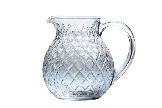 Elegant glass pitcher with diamond pattern perfect for serving beverages at gatherings png