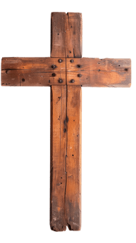 Wooden cross symbolizing faith and spirituality on a transparent background png