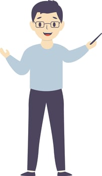 Man Teacher Profession in Flat Design. vector