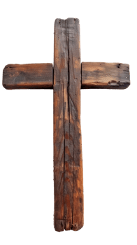 Wooden cross isolated on a transparent background for religious and decorative use png