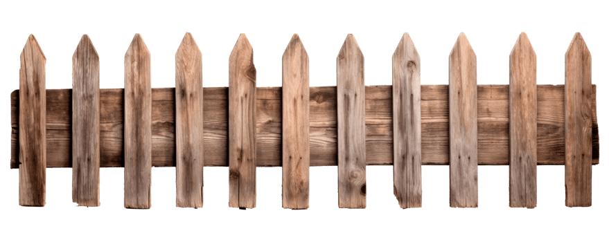 Wooden picket fence isolated on transparent background for design projects png