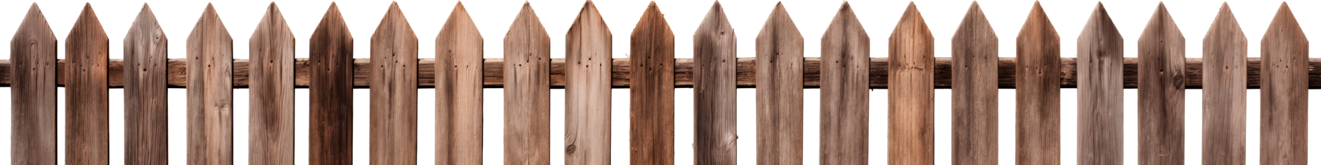 Wooden picket fence isolated on transparent background for garden and outdoor design png