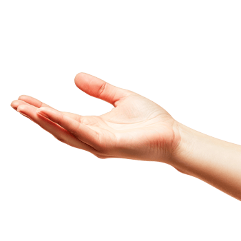 A human hand open and ready for communication or support png