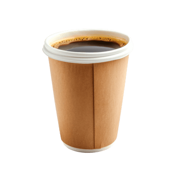 Paper coffee cup filled with hot beverage on a transparent background png