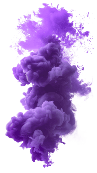 Purple smoke cloud isolated on a transparent background for creative design. png
