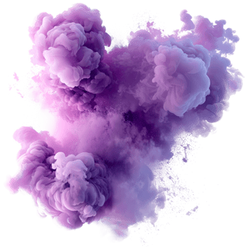 Purple smoke cloud isolated on a transparent background for creative use png