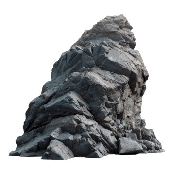 A large rugged rock formation on a transparent background png