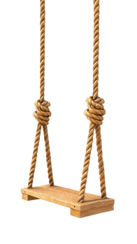 Wooden swing with rope, perfect for outdoor play and recreation png