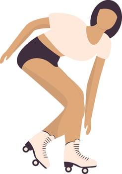 Woman Playing Roller Skate with White Sportswear vector
