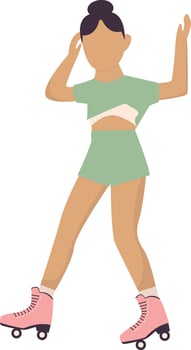 Woman Playing Roller Skate in Flat Design vector