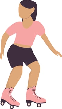 Girl Playing Roller Skate with Pink Sportswear vector