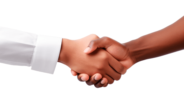 A close-up of a handshake symbolizing business agreement and partnership png