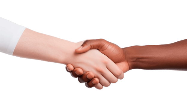 Two hands shaking in agreement symbolizing partnership and cooperation. png