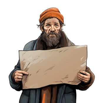 An elderly man holding a blank sign with a serious expression. png