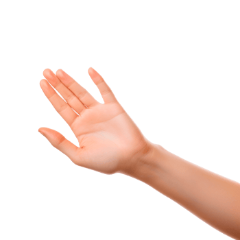 A close-up of an open hand gesture against a transparent background png