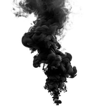 Black smoke swirling and flowing on a transparent background for artistic use. png