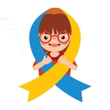 Girl With Down Syndrome Posing For Awareness vector