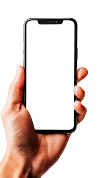 Hand holding a blank smartphone isolated on a transparent background png