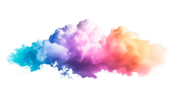 A vibrant and colorful abstract cloud illustration on a transparent background. png