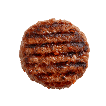 Grilled beef patty isolated on a transparent background for food imagery png
