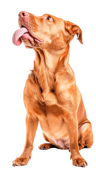 A playful brown dog sitting with its tongue out png