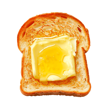 Slice of toasted bread with melted butter on top png