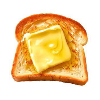 A slice of toasted bread with melted butter on top. png