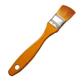 A paintbrush with a wooden handle and synthetic bristles for artistic use png