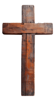 A wooden cross symbolizing faith and spirituality on a transparent background png
